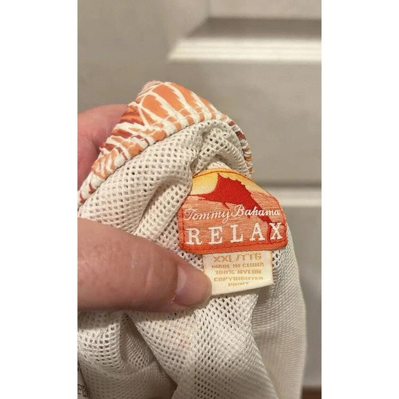 Tommy Bahama Relax orange/white men's swim shorts with safety briefs size XXL - Picture 8 of 8